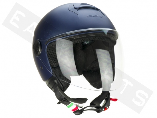 Helmet Demi Jet CGM 167A FLO MONO blue satin (long visor)